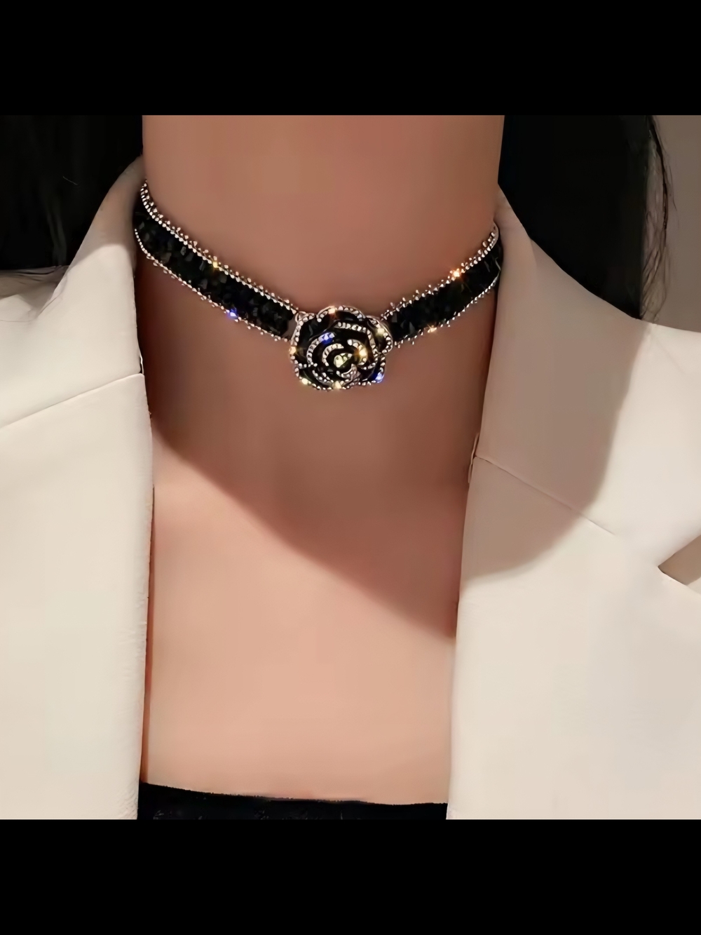 Camillian Black Choker Necklace - Elegant Women's Jewelry 16" Beautiful! - Picture 5 of 5